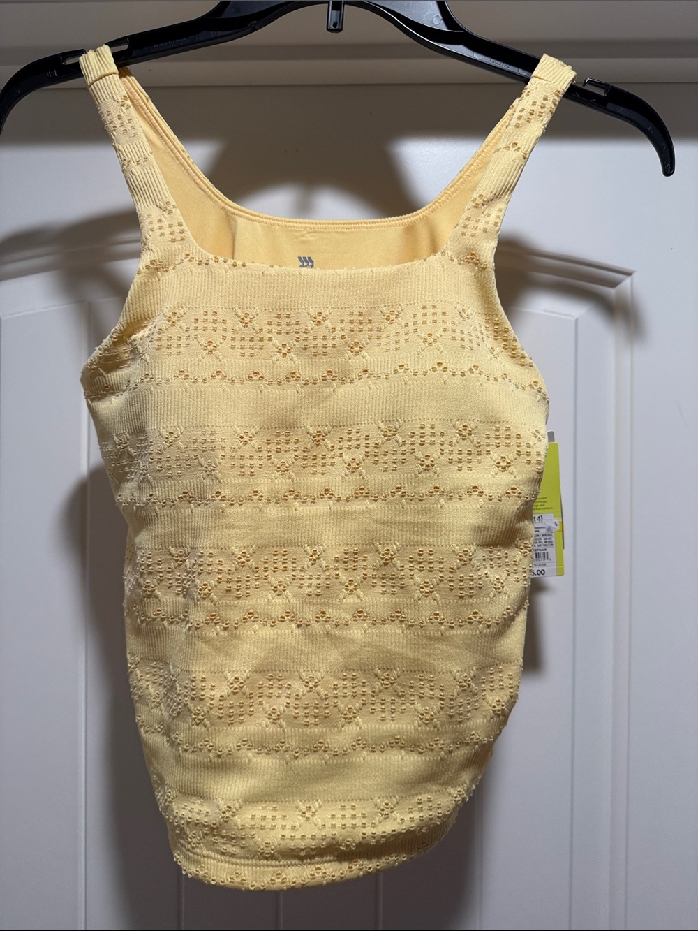 Delicate Eyelet Knit Yellow Tank Top